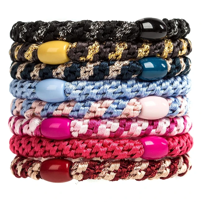 Axen 8pcs Elastic Hair Tie for Women Girls Cotton Bands Soft Woven Ponytail Holders