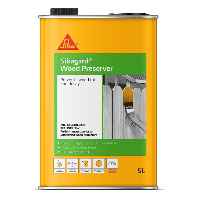 Sika Sikagard Wood Preserver - Longlasting Protection - 5L Clear