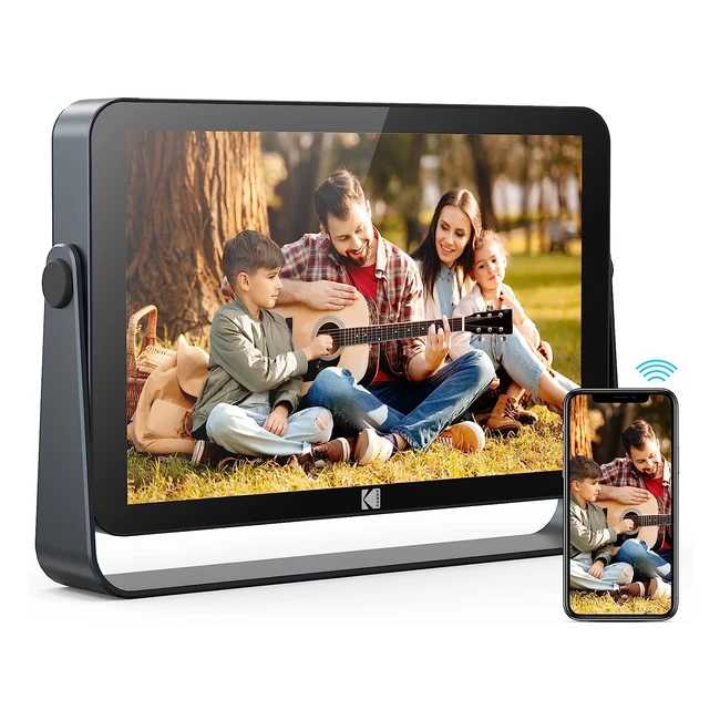 Cadre Photo Numérique WiFi Kodak 10 pouces Full HD 1920x1200 IPS - App 32Go - Batterie 4000mAh - Partage d'images, musique, vidéos