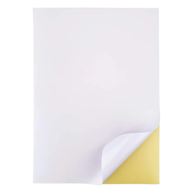 50 Hojas Papel Pegatina A4 Etiqueta Adhesiva Blanca - Impresión Fácil
