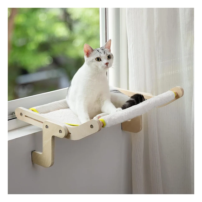 Hamac chat fenêtre Mewoofun - Lit facile à monter jusqu'à 18kg - Large - Beige