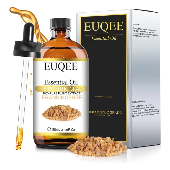 Euqee Olio Essenziale di Incenso 118ml - Oli Essenziali Naturali Puri al 100% per Massaggi e Aromaterapia