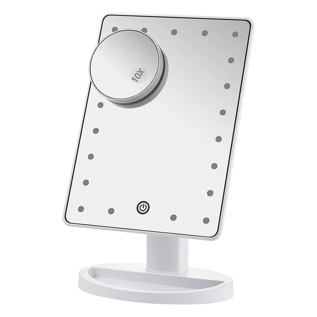 Specchio Trucco LED Nestling - 16 Luci a LED, Ingranditore 10x, Touch Screen, Rotazione 180°