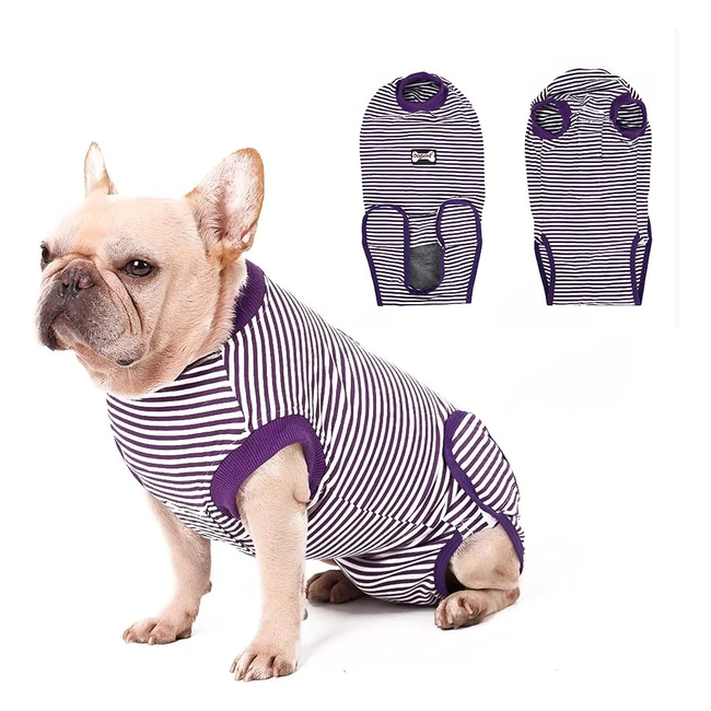 Vanansa Dog Onesie for Surgery - Recovery Suit for Male/Female Dogs - Striped Purple XL