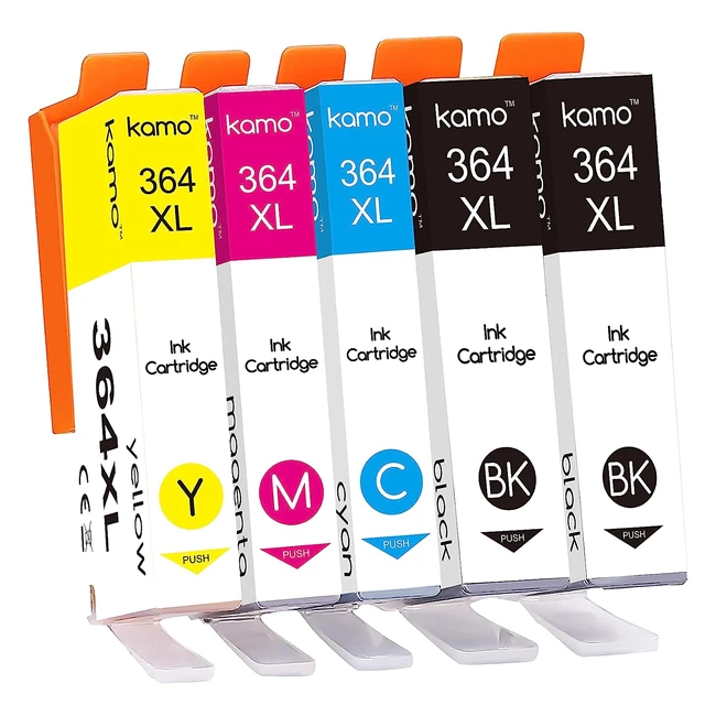 Pack de 5 cartouches d'encre Kamo 364 XL pour HP 364 364XL - Imprimez plus, payez moins!