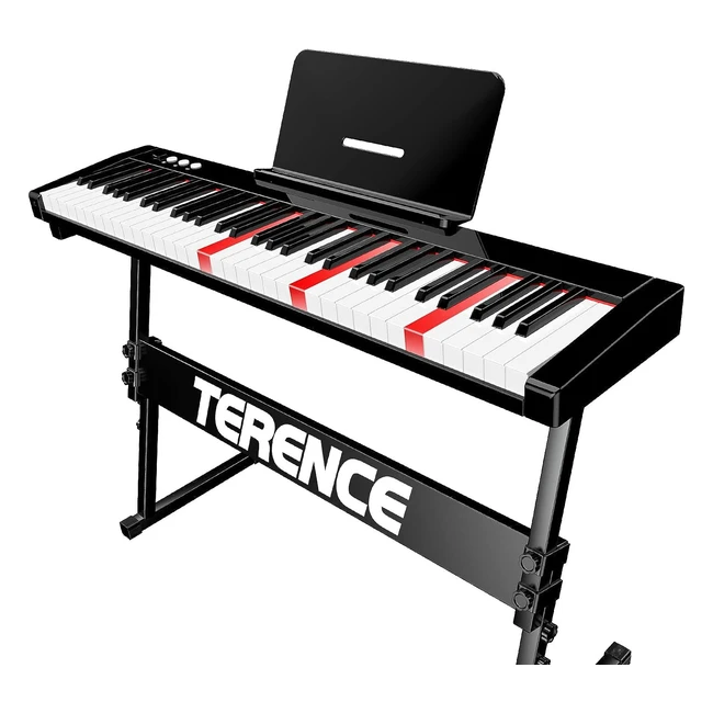 Terence Piano Numérique 61 Touches Semilestes avec Stands - Batterie Intégrée de 1800mAh - Bluetooth - Sac pour Clavier