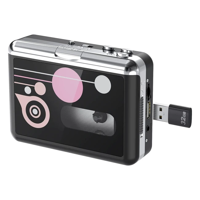Rybozen Cassette Player Standalone Portable Digital USB Audio Musiccassette per 