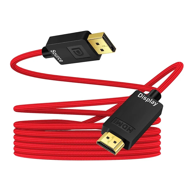 Annnwzzd DisplayPort to HDMI Cable 4K DP to HDMI 2m Nylon Braided