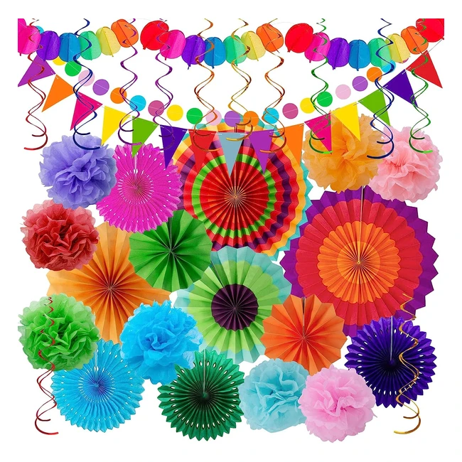 ¡Decora tus fiestas con Huryfox! Festoni para fiestas, cumpleaños y carnaval. ¡33 piezas de decoración para una fiesta mexicana inolvidable!