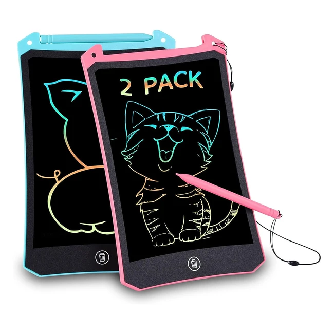 Tavoletta Grafica LCD Scrittura PinkCat Bambini 85 Pollici - Set da 2 Pacchi - Regalo Perfetto - Blu/Rosa