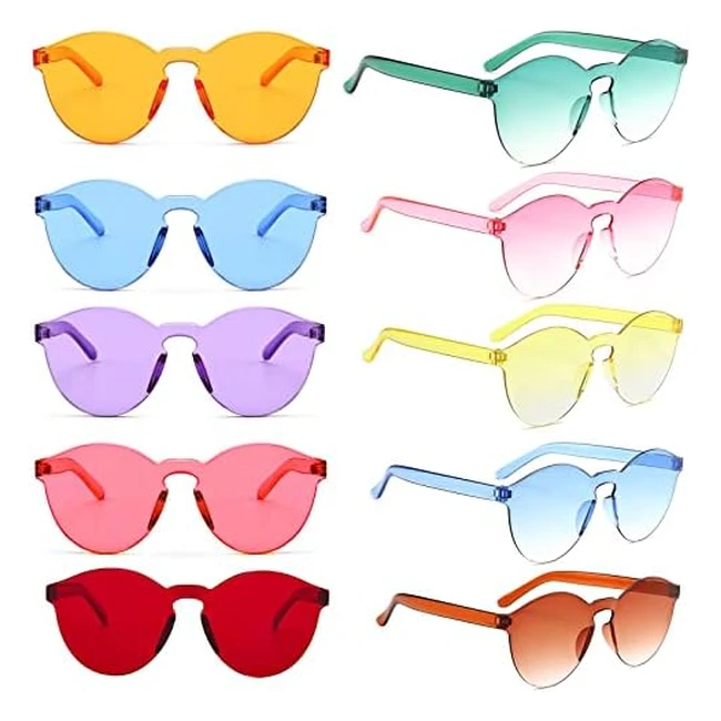 Yomaido Retro Round Party Sunglasses - 10 Packs - Funky Glasses for Adults and K