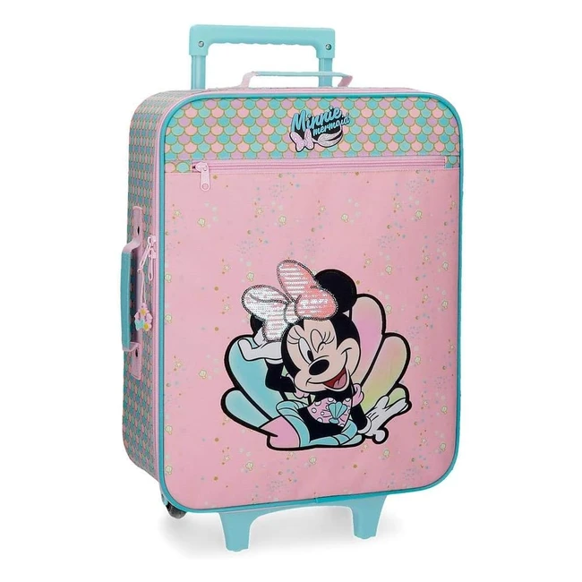 Valise trolley cabine Disney Minnie Mermaid, rose, 35x50x16 cm, souple, polyester, 25L, 18kg, 2 roues