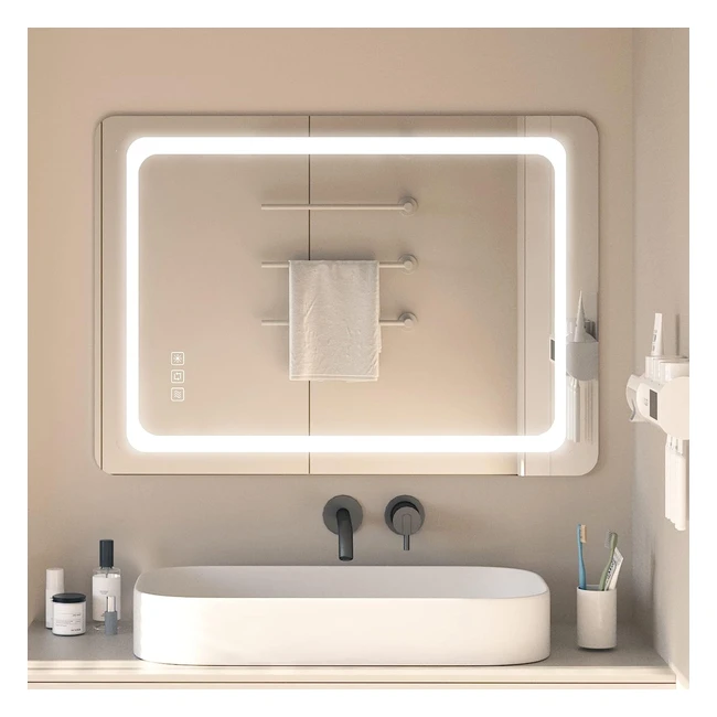 Miroir de salle de bain LED 70x50cm Furduzz IL0570 - Interrupteur tactile - 3 couleurs de lumière réglable - Antibuée - Fonction mémoire - Intensité variable