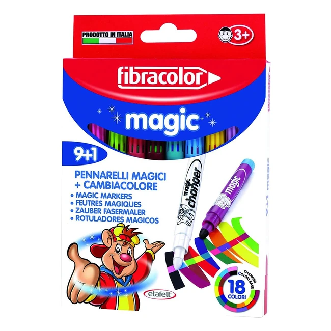 Fibracolor Magic - Confezione 9 Pennarelli Inchiostro Magico - Punta Grossa - Cambia Colore