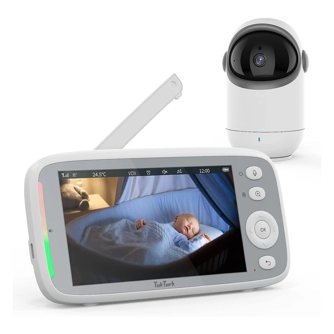 Taktark Babyphone Camera 5 - IPScran 720p HD - Vision Nocturne - Vox - Capteur de Température