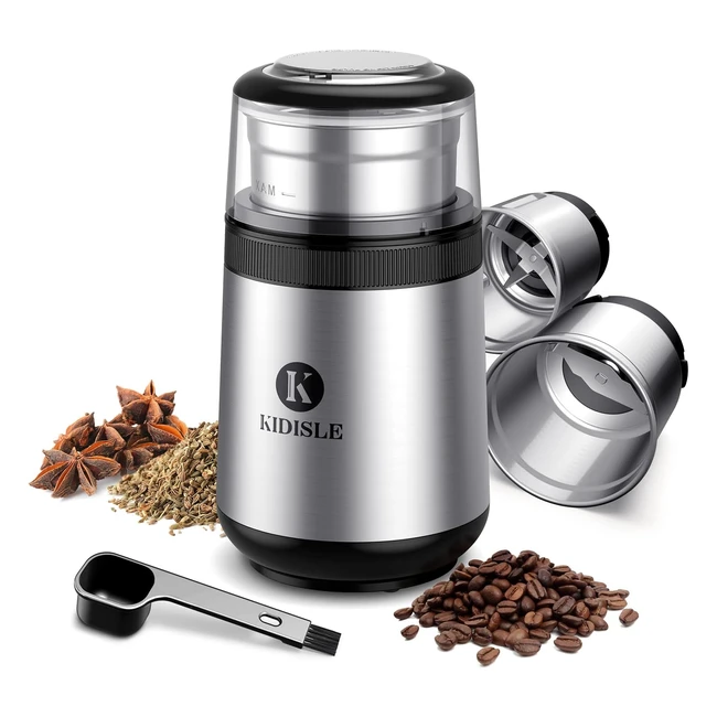 Kidisle Coffee Spice Grinder - Electric, Stainless Steel, Dry and Wet Grinding - Ref: 12345