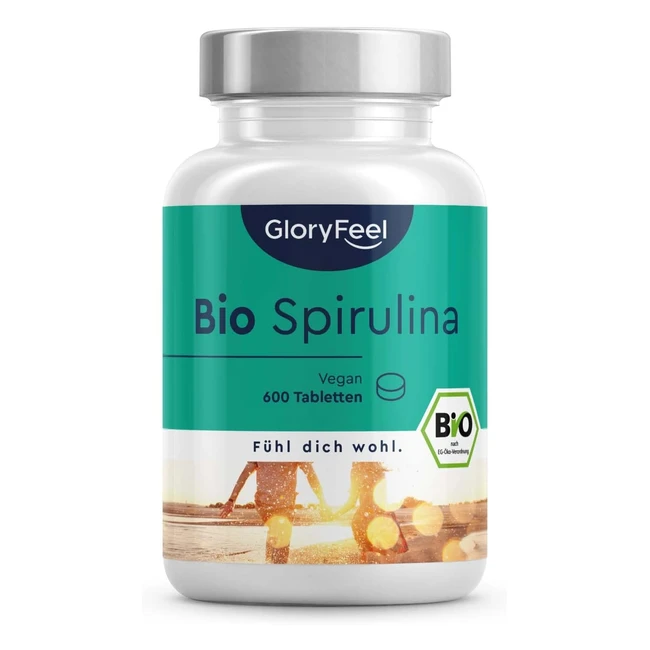 Bio Spirulina Pellets 600 Tabletten hohe Dosis 3000 mg, zertifiziert ökologisch, vegan, 100% reine Spirulina-Algen, laborgetestet ohne Zusatzstoffe, made in Germany