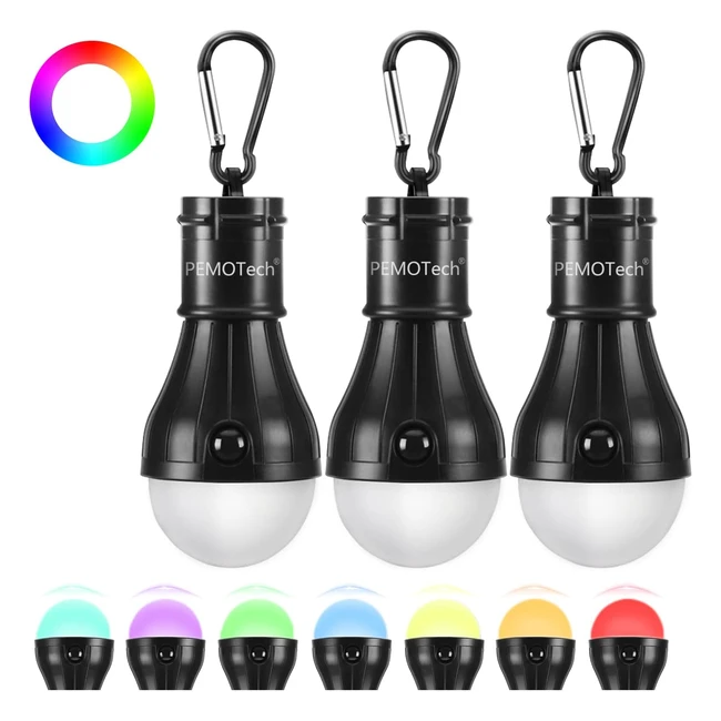 RGB Camping Lights for Tents - 3 Pack, Waterproof & Portable - Best Gift for Kids
