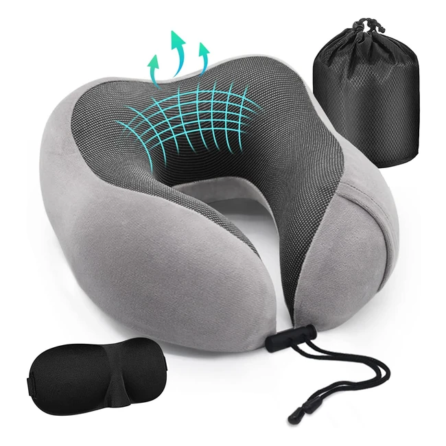 Dihoom Travel Pillow Memory Foam - Soft Neck Pillow for Travel - Comfortable Head Cushion - Support Neck Pillow Accessories - Sleep Rest Airplane Car Home