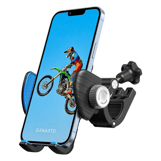 Ornarto Bike Phone Holder Mount 360 Rotatable Motorbike - Handlebar Clamp for iPhone Samsung - Wide Phones - Blue