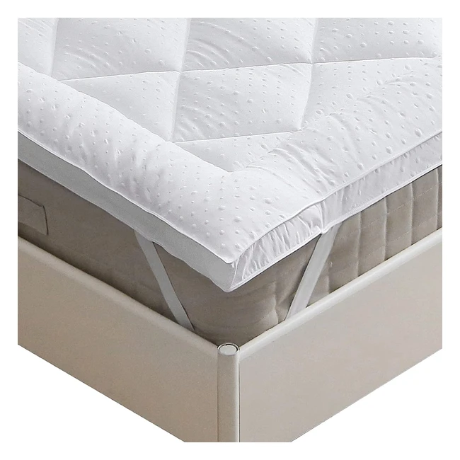 Topper letto Beedsooth, morbido e ergonomico, coprimaterasso in microfibra antiallergico, spessore 4cm, 180x200cm, bianco