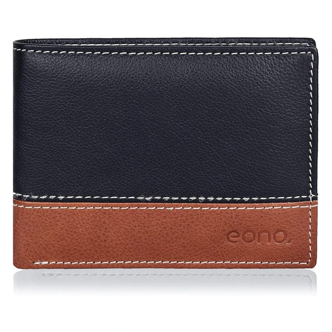 Eono Leather Men's Wallet - RFID Blocking - Slim Design - 9 Cards and Bank Notes