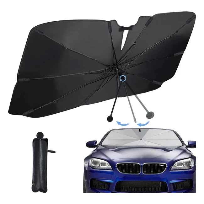 Parapluie Pare-Soleil Pliable pour Voiture - Isolation Thermique et Protection UV - Taille Élastique - Convient à la Plupart des Voitures et des SUV