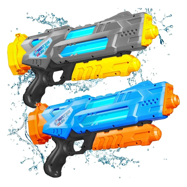 Powerful Water Gun for Kids & Adults - 2 Pack, 1200ml Capacity, Long Distance Shooting