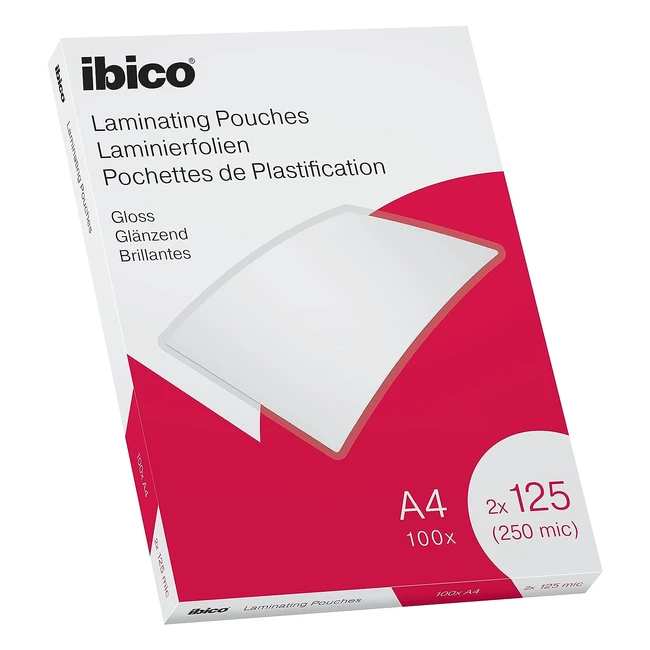 Láminas para plastificar Ibico tamaño A4 250 micras pack de 100 - Acabado brillante