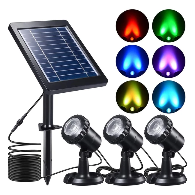 Pchero Solar Pond Lights - Submersible Pond Light with 3 Lamps - IP68 Waterproof - Garden Outdoor