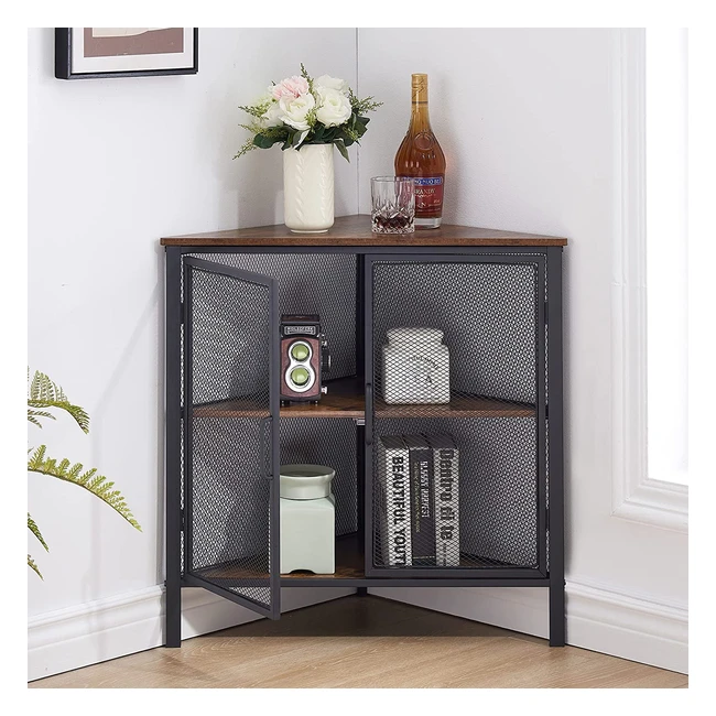 Vecelo 3-Tier Corner Shelf - Metal Frame Storage Cabinet Organizer - Ventilation
