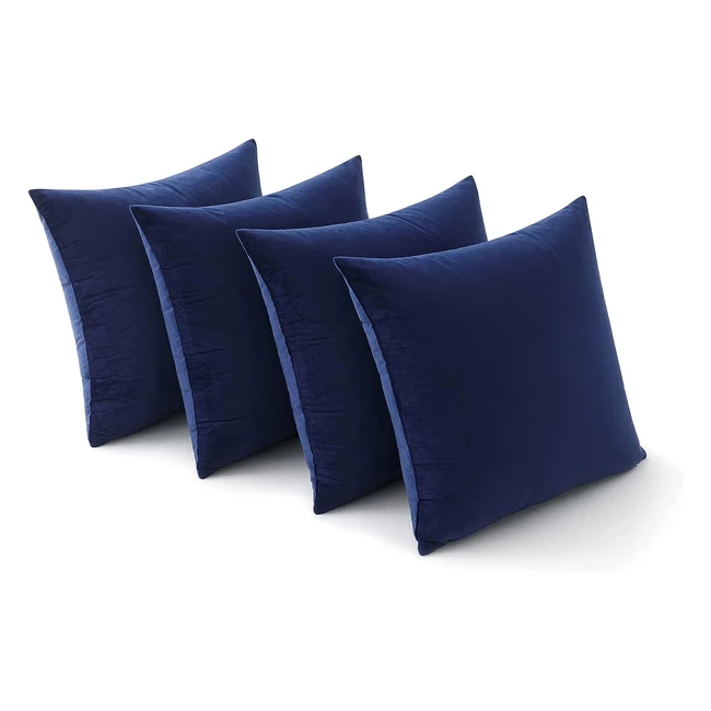 Miulee Pack of 4 Velvet Cushion Covers - Soft Decorative Square Pillowcases - 18x18 inch - Navy