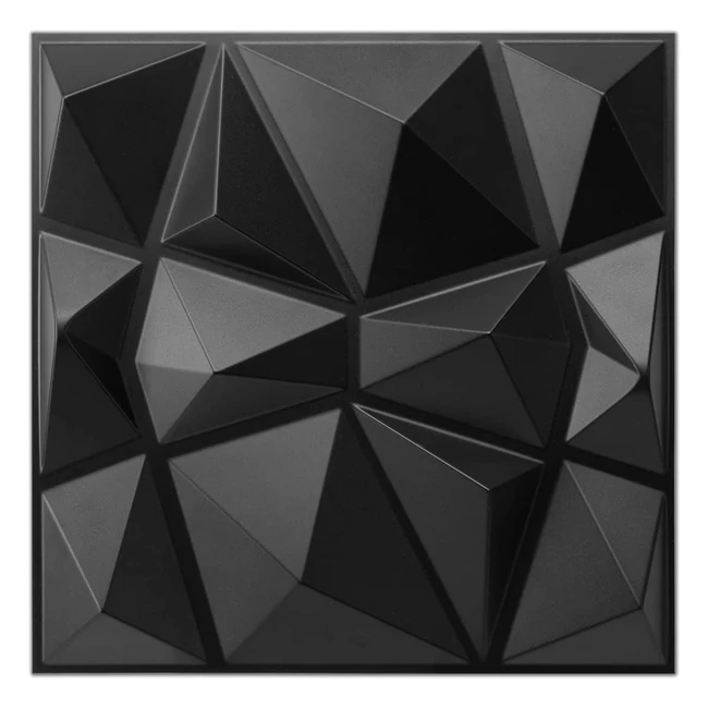 Premium Quality Art3D Decorative 3D Wall Panels - Diamond Design - 12x12 - Matt Black - Home & Office Decor - Pack of 33