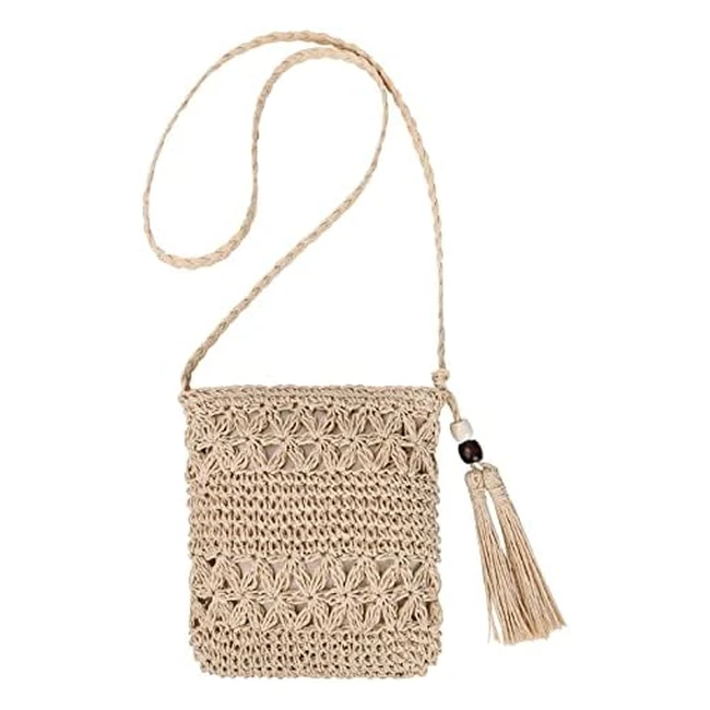 Straw Bag for Women - Handmade Crossbody Bag with Tassel Weave and Zipper - Summer Beach Purse