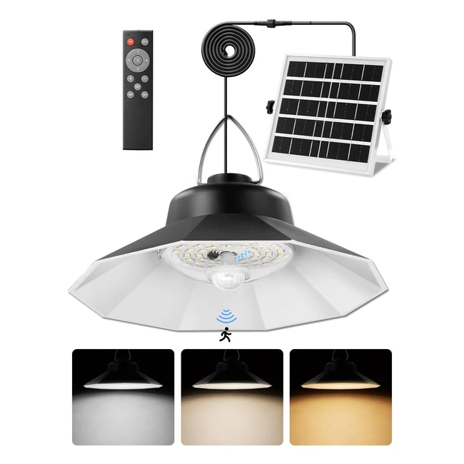 Lámpara Colgante Solar Sararoom 98 LEDs - Luz Solar Exterior IP65 - Sensor de Movimiento - Vintage
