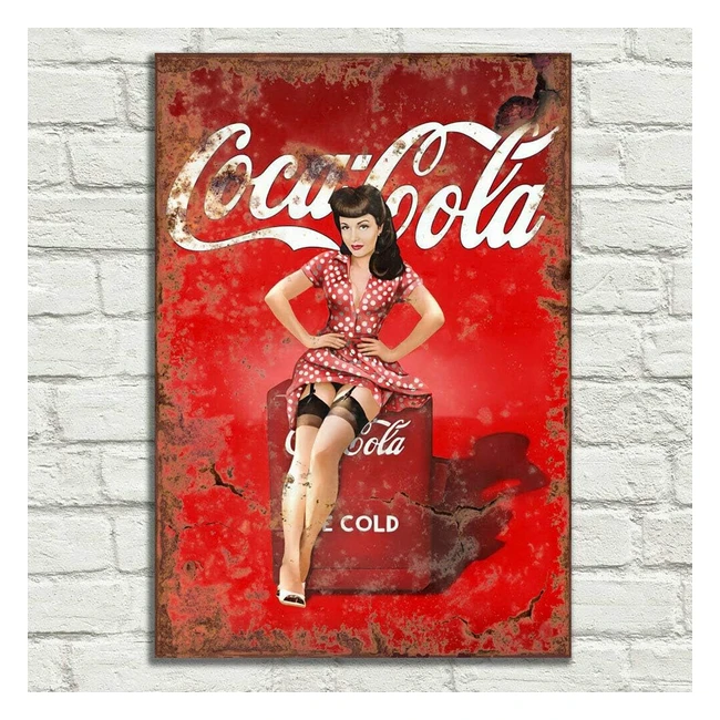 Placa de metal vintage Coca Cola Pin Up - Estilo retro para bares y hogar