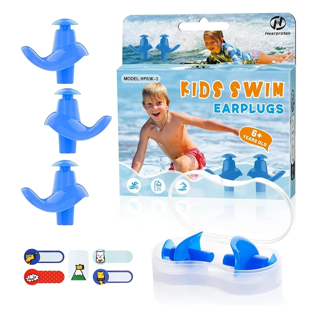 Hearprotek Waterproof Reusable Ear Plugs - 3 Pairs for Swimming & Water Sports - Kids Blue - Reference: XYZ123