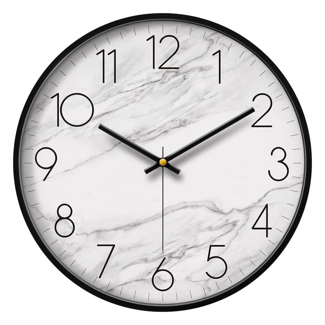 Silent Wall Clocks - White Marble Kitchen Decoration - Nonticking - Mantel Clock