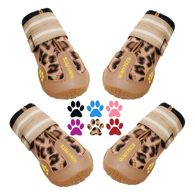 Qumy Dog Shoes for Large Dogs - Waterproof Anti-Slip Sole Size 6