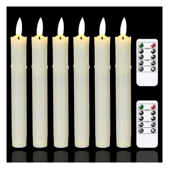 Lot de 6 bougies vacillantes sans flamme ivoire, télécommandes incluses, 19cm, effet cire