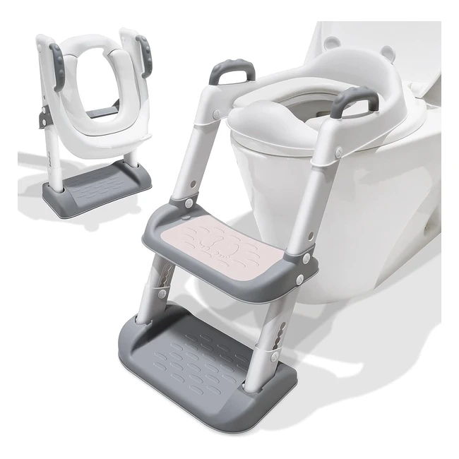 Adaptador WC Niños con Escalera - Aprendizaje y Seguridad - Altura Ajustable - Taburete Plegable