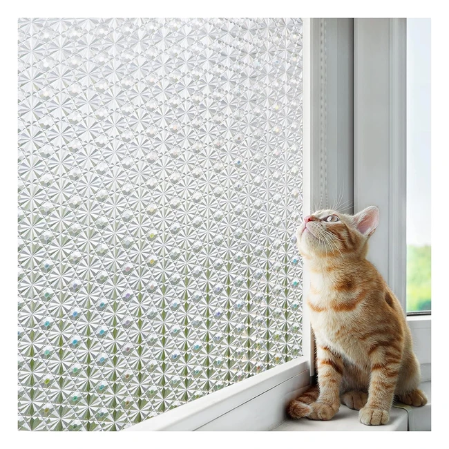 Lifetree Window Film Privacy - Self Adhesive Decorative Diamond 3D Patterned Static Cling - 60x200cm