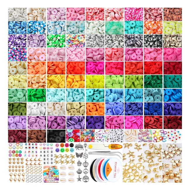 Alinmo 13800pcs Clay Beads for Bracelet Making Kit - 84 Colors - Polymer Clay - Jewelry Making - Pendant Charms - Letter Beads