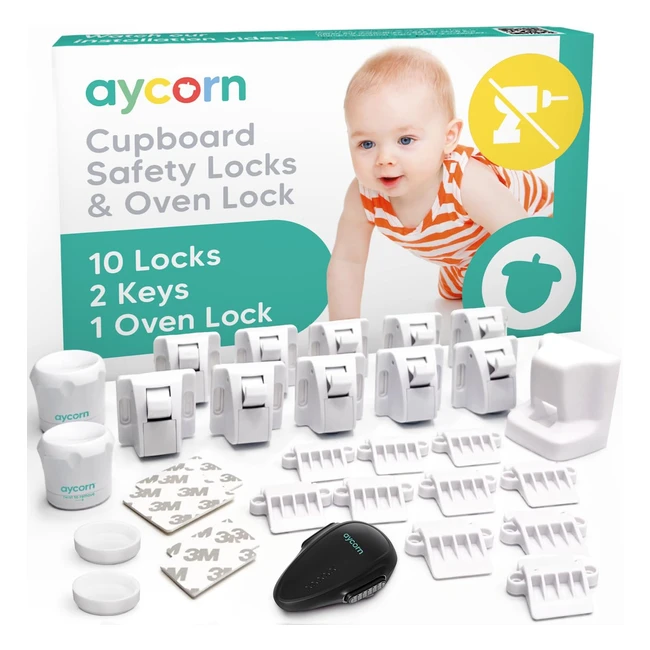 AyCorn Oven Lock - Child Safety Cupboard Locks for Children - No Drilling - 30 S