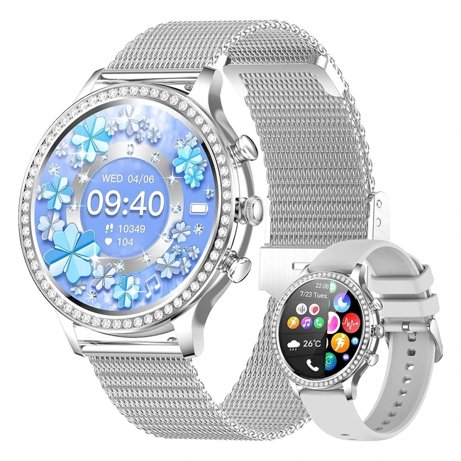 Smartwatch Donna Uomo - Chiamata Bluetooth Orologio Fitness Tracker - Cardiofrequenzimetro - 19 Modalità Sport - SpO2 Sonno - AI Voice Smart Watch con Diamanti - Android iOS