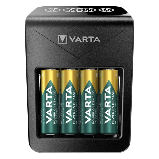 Cargador de Pilas Varta AA 2100mAh Recargables - Power on Demand LCD Charger - Exclusivo en Amazon