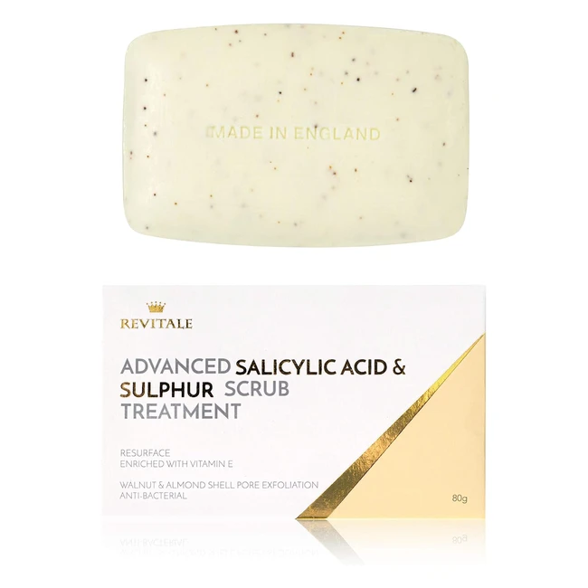 Revitale Advanced Salicylic Acid Sulphur Scrub Treatment Soap - Renewed Skin, Pore Cleansing, Vitamin E
