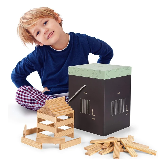 Laleni 220 Holzbausteine mit Box | Natürliche Bauklötze | Kreativität und Koordination fördern