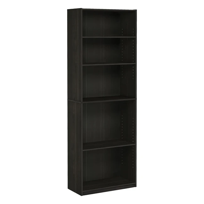 Furinno Jaya Simply Home 5-Shelf Bookcase Espresso - Stylish Design Adjustable 
