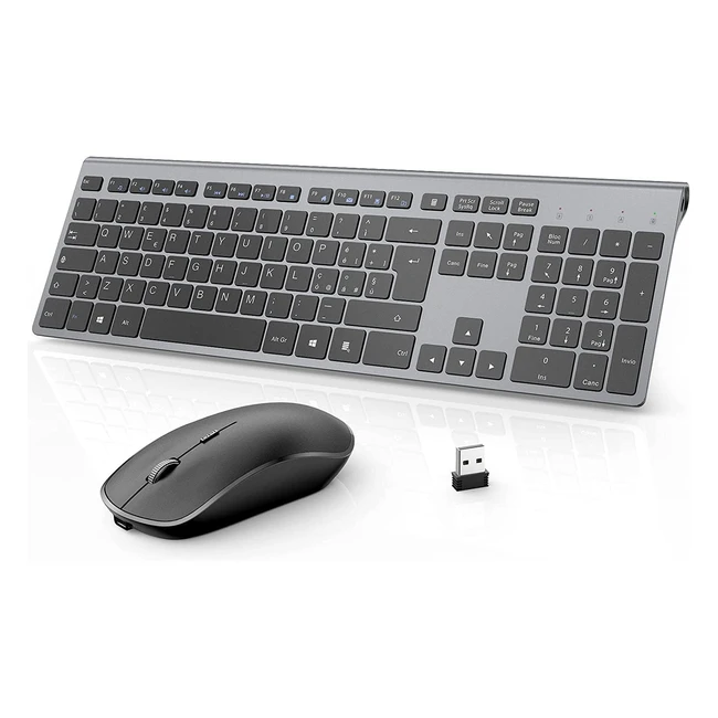 Joyaccess Tastiera e Mouse Wireless - Full Size Compatto - Batteria Ricaricabile